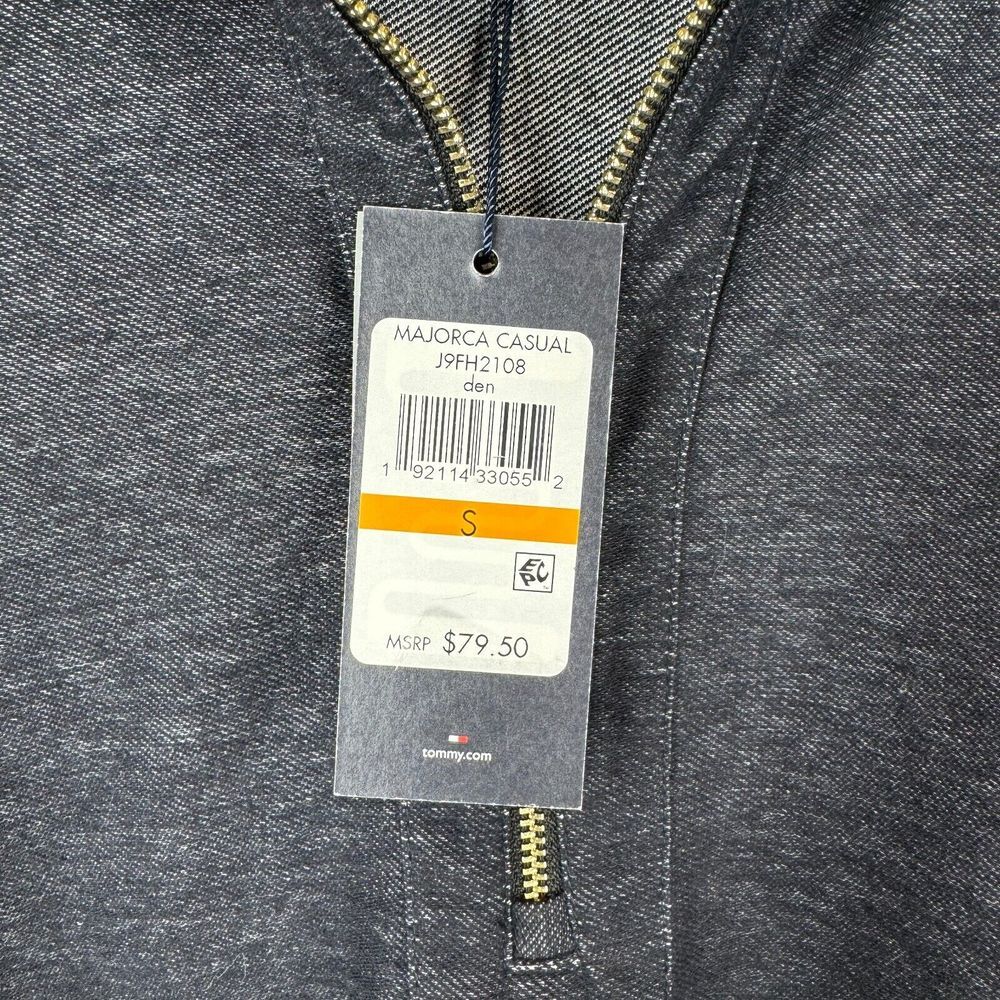 Tommy Hifiger Top Womnes S Blue/Chambray 3/4 Sleeve Quarter Zip Collar NWT - Picture 3 of 9